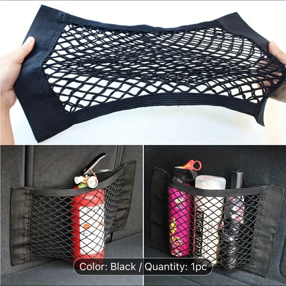 1pc Waterproof Mesh Car Trunk Organizer with Hook and Loop Fasteners